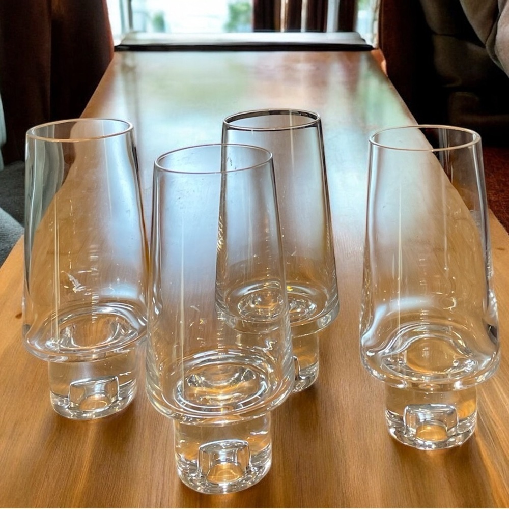 Set of 4, clear  highball glasses, tank style, no signature, EUC